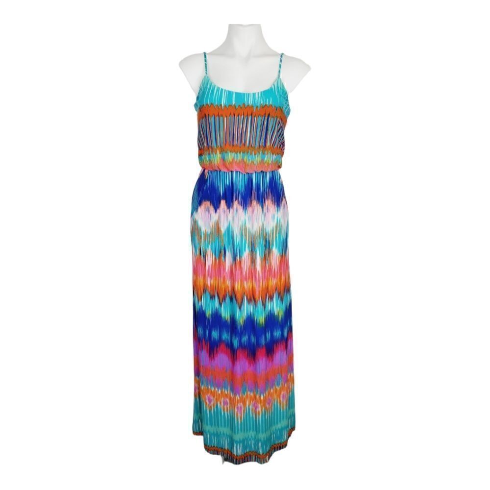 Bisou Bisou Michele Bohbot colorful stripe maxi dress with pockets Size 4